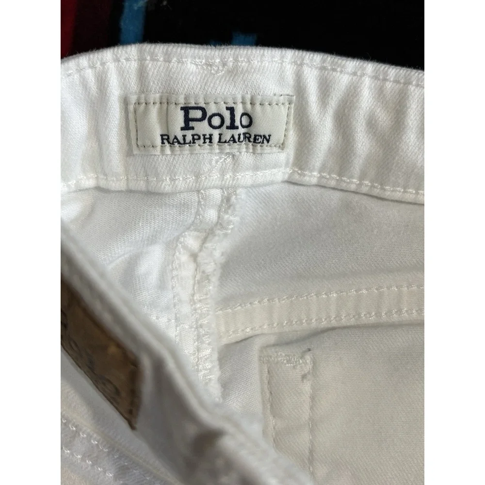 Polo‎ Ralph Lauren Denim Jeans Girls 12 White Skinny Embroidered Raw Hem Logo